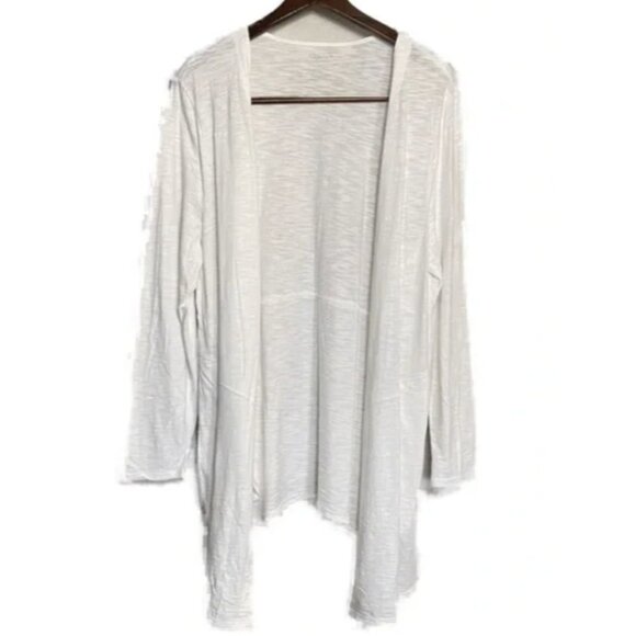 Chico’s Waterfall Open Cardigan Women’s size 0 White Ultimate Tee Line Drape Com - Picture 2 of 8